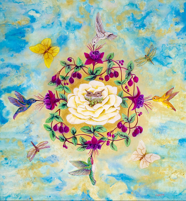 Hummingbird Joyful Rose Medicine Wheel